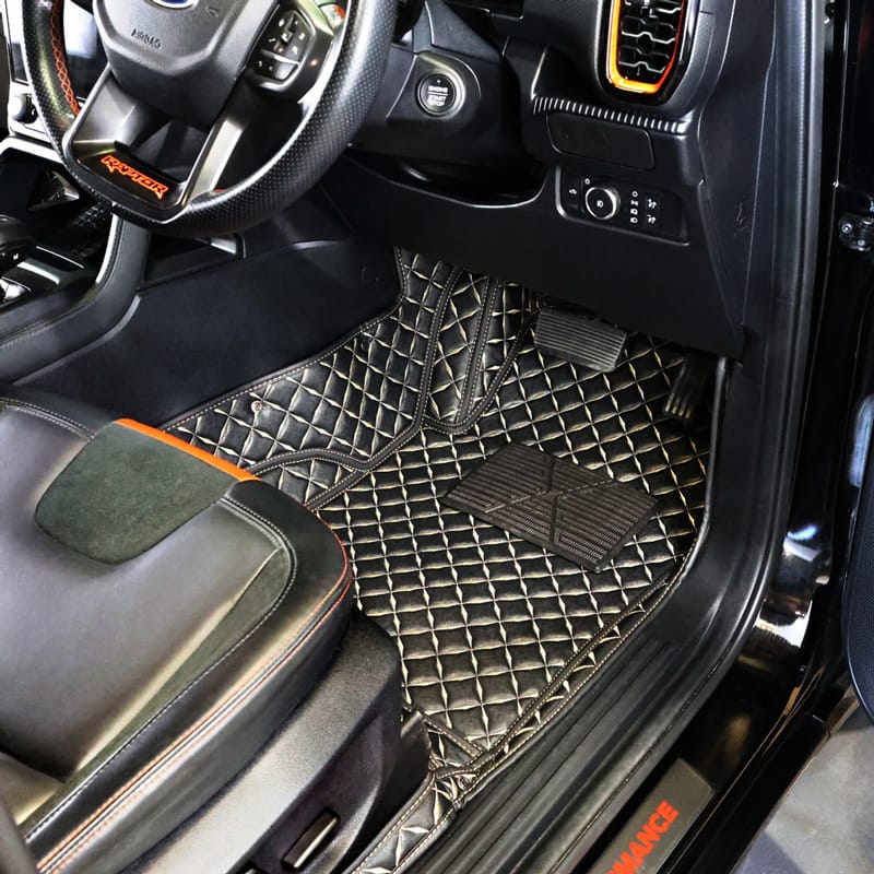 Premium Custom Car Floor Mats Brown Stripe - Image 2